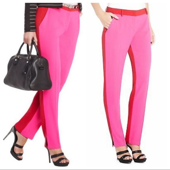 BCBGMaxAzria Pants - BCBG MaxAzria Neon Pink Monique Color Block Pants